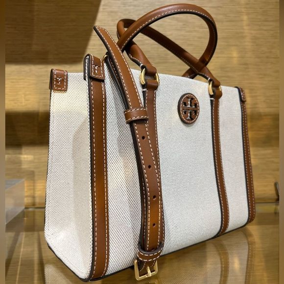 Tory Burch Blake Canvas Small Tote, Canvas / Classic Cuoio, Style 145356 - Picture 2 of 10